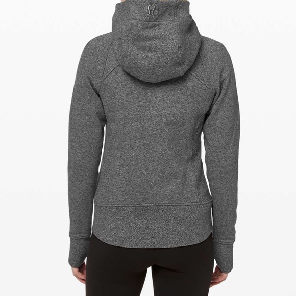 Lululemon Scuba Hoodie Light Cotton Fleece Heathered Speckled Black Size 2 - Picture 4 of 12